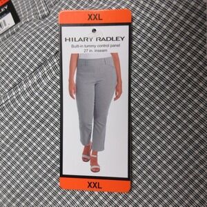 HILARY RADLEY Tummy Control Plaid Ankle Pants 2XL (20) White Black Crop XXL NWT